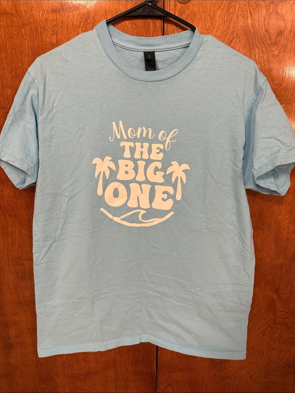 Mom of the Big One Birthday Light Blue Graphic Tee